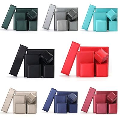 Boîte à bijoux en faux cuir carré, boîte à bijoux brossée élégante OEM