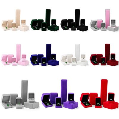 Fabrication en gros de bijoux boîte d'emballage personnalisée logo personnalisé collier de luxe bracelet boucle d'oreille bague emballage velours joaillerie beige boîte