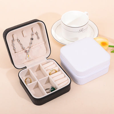 Boîte à bijoux en cuir en PU à effet flottant, Fermeture à glissière, coffre à bijoux multi-fonction.