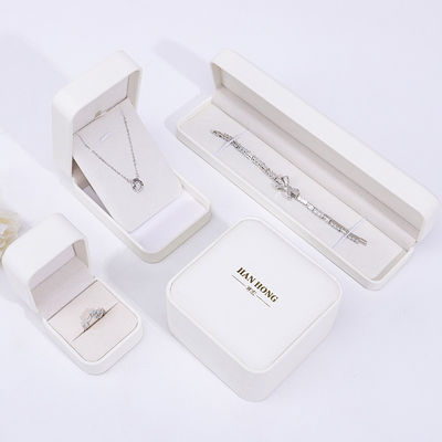 Boîte à bijoux en cuir en PU blanc, étui à bijoux en cuir pour bracelet pendentif à bague