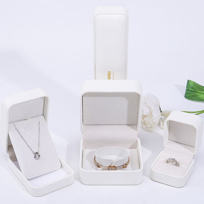 Boîte à bijoux en cuir en PU blanc, étui à bijoux en cuir pour bracelet pendentif à bague