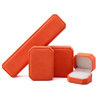Élégant coffret à bijoux octogonal en velours orange fait à la main pour l'emballage de colliers, boucles d'oreilles, bracelets et bagues