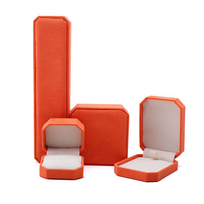 Élégant coffret à bijoux octogonal en velours orange fait à la main pour l'emballage de colliers, boucles d'oreilles, bracelets et bagues