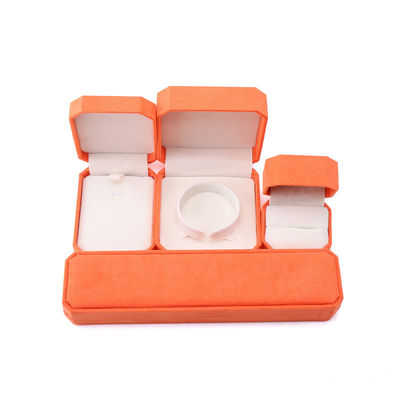 Élégant coffret à bijoux octogonal en velours orange fait à la main pour l'emballage de colliers, boucles d'oreilles, bracelets et bagues