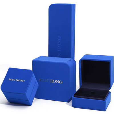 acheter Boîte de bijoux en cuir bleu rectangulaire pour boucles d'oreilles de taille personnalisée Bracelet Collier Ring online manufacture