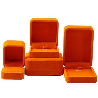 Fabrication en gros de bijoux boîte d'emballage personnalisé logo personnalisé collier de luxe bracelet boucle d'oreille bague emballage velours orange boîte de bijoux