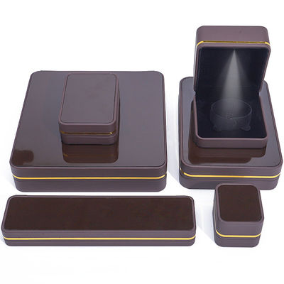 Boîte à bijoux rectangulaire Han Hong avec lumière LED et revêtement de velours