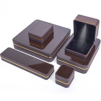 Boîte à bijoux rectangulaire Han Hong avec lumière LED et revêtement de velours