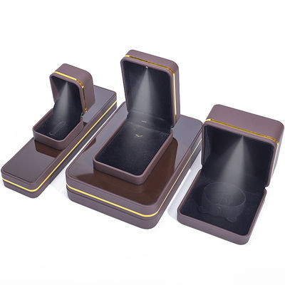 Boîte à bijoux rectangulaire Han Hong avec lumière LED et revêtement de velours