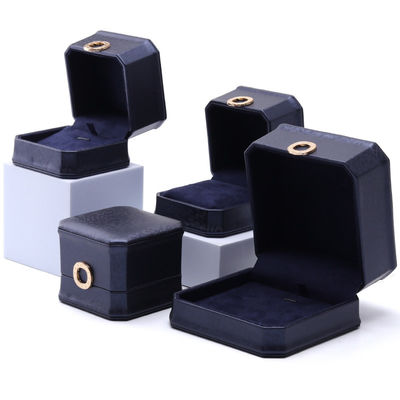 acheter Boîte à bijoux en cuir de 11*11*6cm Hanhong Carré Collier Boîte à bague en métal bleu de luxe online manufacture