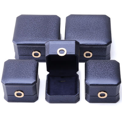 Boîte à bijoux en cuir de 11*11*6cm Hanhong Carré Collier Boîte à bague en métal bleu de luxe