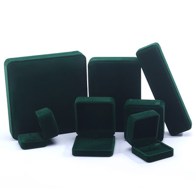 Boîte à bijoux en velours de haute qualité faite à la main, carrée, vert foncé, pour collier, bracelet, bague