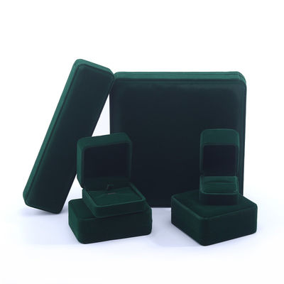 Boîte à bijoux en velours de haute qualité faite à la main, carrée, vert foncé, pour collier, bracelet, bague