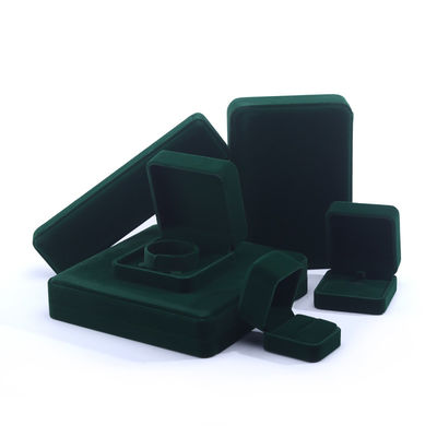 Boîte à bijoux en velours de haute qualité faite à la main, carrée, vert foncé, pour collier, bracelet, bague