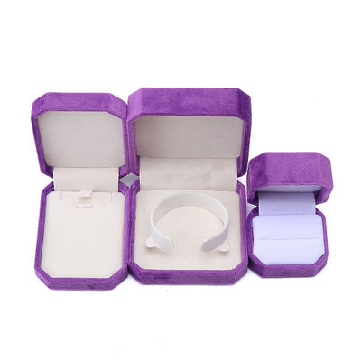 Paquet de bijoux personnalisé en forme octogonale Flannelette violette Boîte pour collier Bracelet Ring