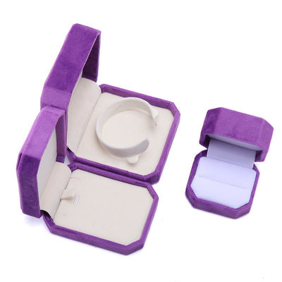 Paquet de bijoux personnalisé en forme octogonale Flannelette violette Boîte pour collier Bracelet Ring