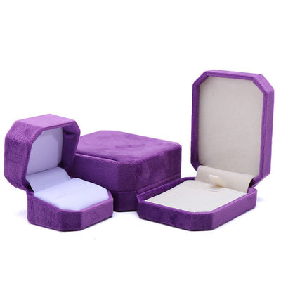 Paquet de bijoux personnalisé en forme octogonale Flannelette violette Boîte pour collier Bracelet Ring