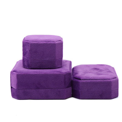 Paquet de bijoux personnalisé en forme octogonale Flannelette violette Boîte pour collier Bracelet Ring
