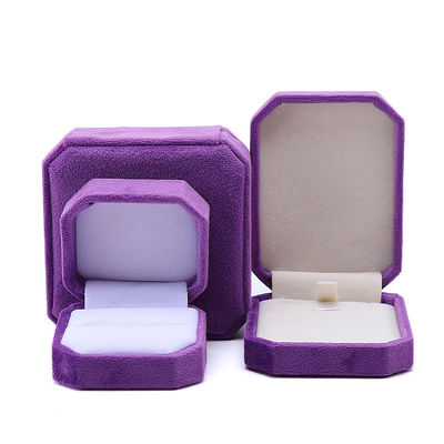 Paquet de bijoux personnalisé en forme octogonale Flannelette violette Boîte pour collier Bracelet Ring