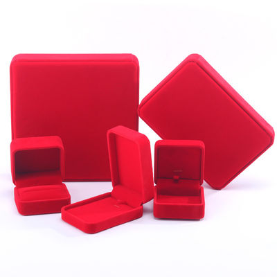 Luxe velours bijoux boîte d'emballage haut de gamme artisanale rouge bijoux boîte pour collier bracelet boucles d'oreilles anneau