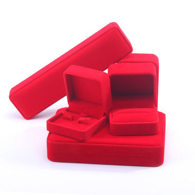 Luxe velours bijoux boîte d'emballage haut de gamme artisanale rouge bijoux boîte pour collier bracelet boucles d'oreilles anneau