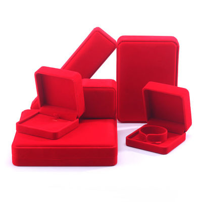 Luxe velours bijoux boîte d'emballage haut de gamme artisanale rouge bijoux boîte pour collier bracelet boucles d'oreilles anneau