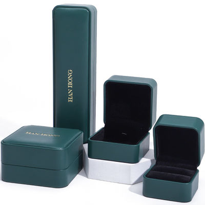 Boîte à bijoux en cuir PU vert foncé Boîte à bijoux personnalisée de luxe Emballage
