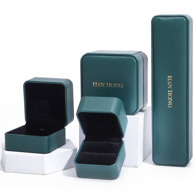 Boîte à bijoux en cuir PU vert foncé Boîte à bijoux personnalisée de luxe Emballage