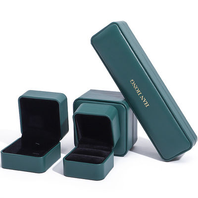 Boîte à bijoux en cuir PU vert foncé Boîte à bijoux personnalisée de luxe Emballage