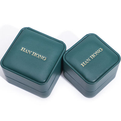 Boîte à bijoux en cuir PU vert foncé Boîte à bijoux personnalisée de luxe Emballage
