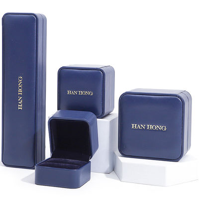 Boîte à bijoux en cuir en PU en couleur bleu foncé