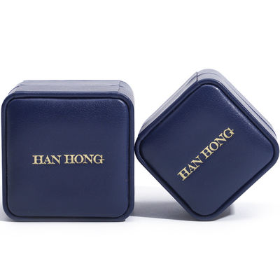 Boîte à bijoux en cuir en PU en couleur bleu foncé