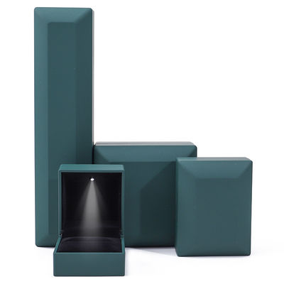 Package de bijoux Logo personnalisé Verte LED Lumière Boîte de velours pour anneaux Bracelets Colliers