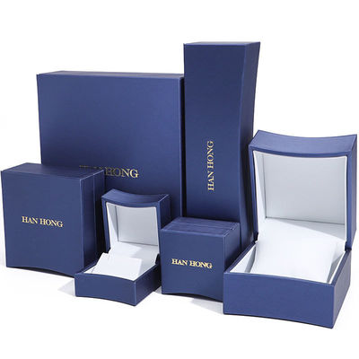 Boîte d'emballage de bijoux octogonaux en cuir bleu pour les boucles d'oreilles de collier
