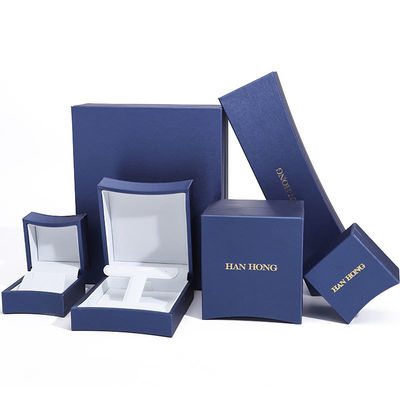 Boîte d'emballage de bijoux octogonaux en cuir bleu pour les boucles d'oreilles de collier