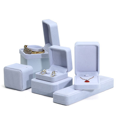 Boîte à bijoux de haute qualité, haut de gamme, faite à la main, en velours gris, pour ensemble de bijoux