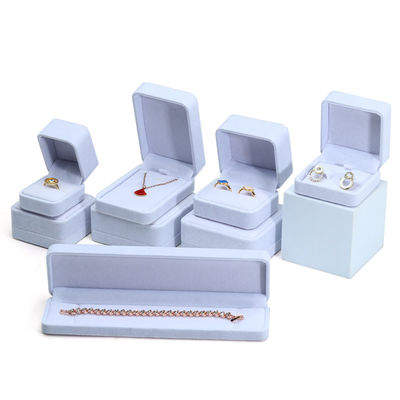 Boîte à bijoux de haute qualité, haut de gamme, faite à la main, en velours gris, pour ensemble de bijoux