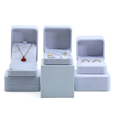 Boîte à bijoux de haute qualité, haut de gamme, faite à la main, en velours gris, pour ensemble de bijoux