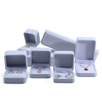 Boîte à bijoux de haute qualité, haut de gamme, faite à la main, en velours gris, pour ensemble de bijoux