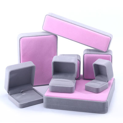 Boîte d'emballage de bijoux en velours de qualité personnalisée pour colliers, boucles d'oreilles, bracelets et anneaux