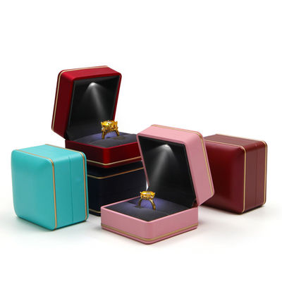 Boîte de stockage de bijoux à écran de soie à logo personnalisé avec boîte à bague Hanhong Cyan Light