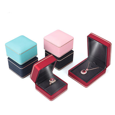 Boîte de stockage de bijoux à écran de soie à logo personnalisé avec boîte à bague Hanhong Cyan Light