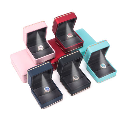 Boîte de stockage de bijoux à écran de soie à logo personnalisé avec boîte à bague Hanhong Cyan Light
