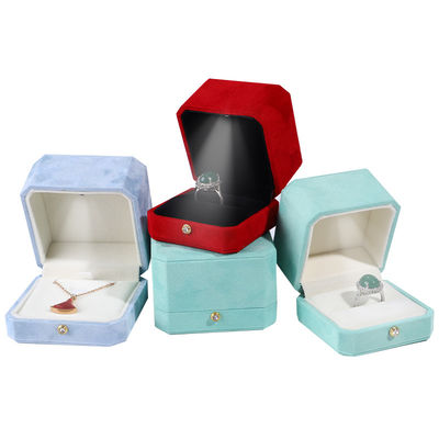 Logo du client Boîte à bijoux à boîtes de bijoux en or à flane bleu octogonal