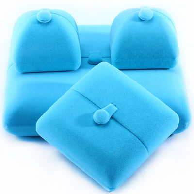 Sky Blue Velvet Hanhong Logo personnalisé Jeux de boîte d'emballage pour bracelet Boucles d'oreilles Cadeau