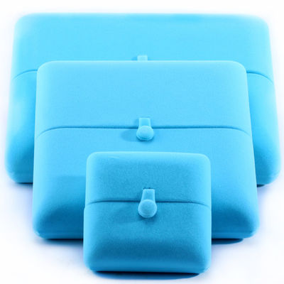 Sky Blue Velvet Hanhong Logo personnalisé Jeux de boîte d'emballage pour bracelet Boucles d'oreilles Cadeau