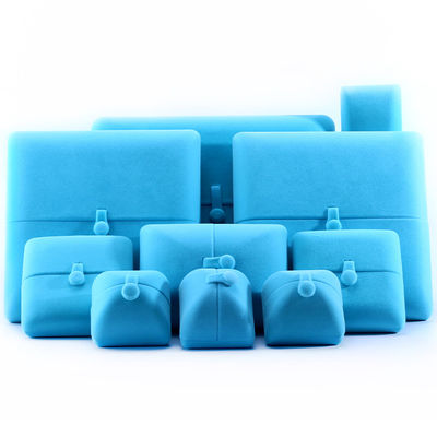Sky Blue Velvet Hanhong Logo personnalisé Jeux de boîte d'emballage pour bracelet Boucles d'oreilles Cadeau