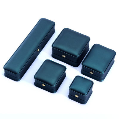 Green Crown Design Luxury PU Jewelry Box en cuir pour le bracelet Collier Ringe et vert