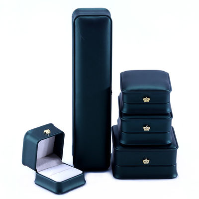 Green Crown Design Luxury PU Jewelry Box en cuir pour le bracelet Collier Ringe et vert