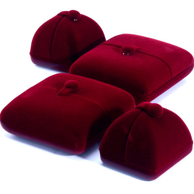 boîte à bijoux élégante à double porte en velours rouge avec logo